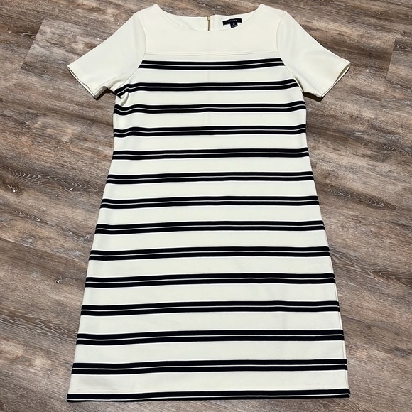 Nautica Womens Dress Size Medium Striped Short Sleeve Midi Preppy Old Money - Picture 7 of 14